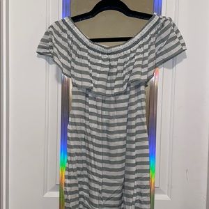 striped off the shoulder dress